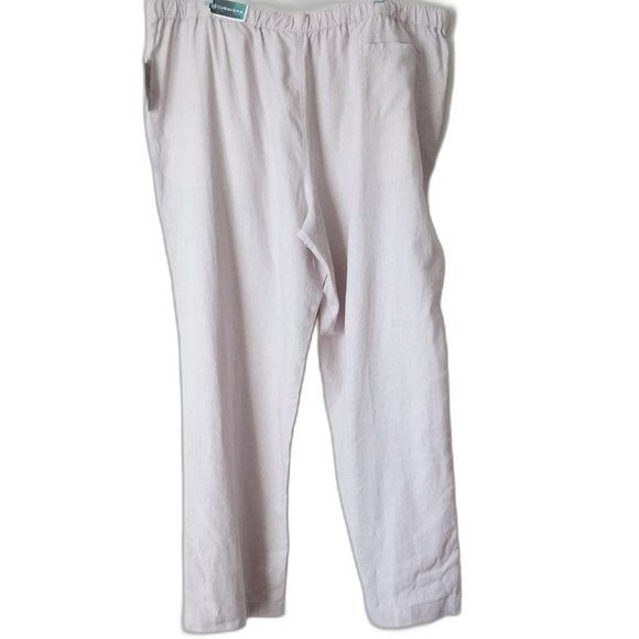 Linen Blend Pants Cubavera Khaki Elastic Adjustable Waist 3XB - Picture 1 of 9